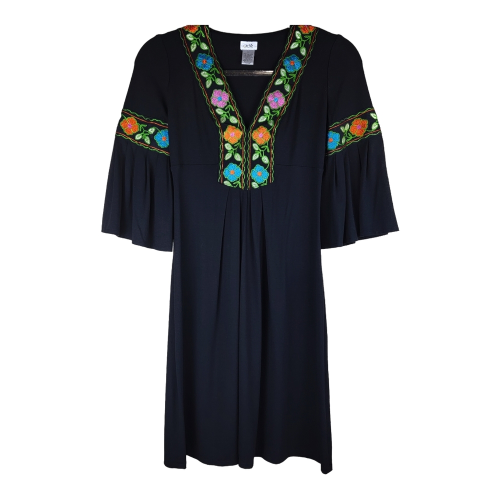 Cache| Embroidered Floral Flutter/ Bell Sleeve Bl… - image 1